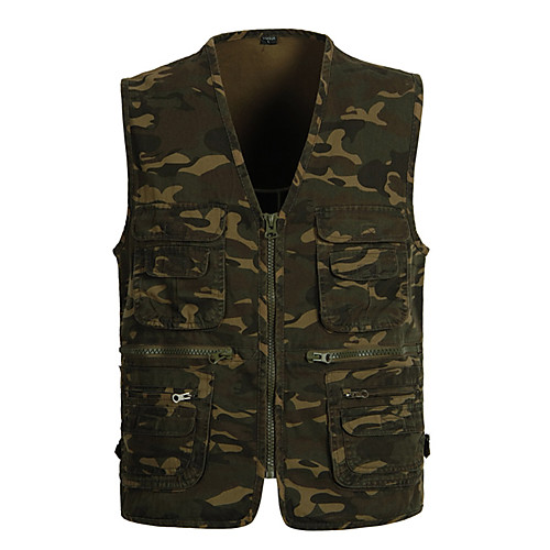 

Men's Hiking Vest / Gilet Fishing Vest Military Tactical Vest Sleeveless Vest / Gilet Jacket Top Outdoor Lightweight Breathable Quick Dry Sweat wicking Spring Summer Cotton Camo Camouflage Hunting