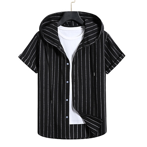 

Men's Sweatshirt Shirt non-printing Color Block Plain Patchwork Short Sleeve Casual Tops Black