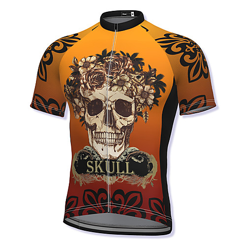

21Grams Men's Short Sleeve Cycling Jersey Spandex Yellow Skull Bike Top Mountain Bike MTB Road Bike Cycling Breathable Quick Dry Sports Clothing Apparel / Athleisure