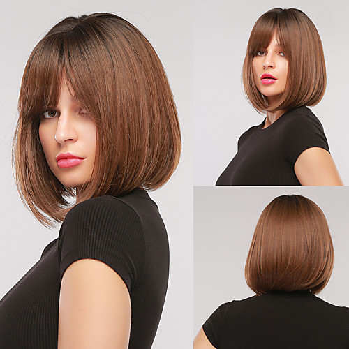 

Synthetic Wig Natural Straight Bob Wig Short Black / Brown Synthetic Hair Women's Cosplay Party Fashion Black Brown