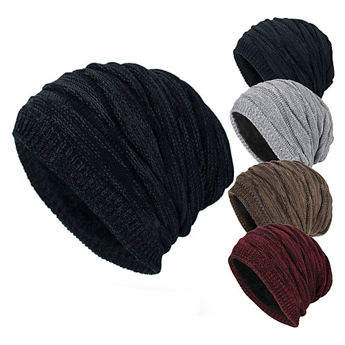 

hat women men warm baggy weave crochet unisex winter knit ski beanie skull caps hat (b-red,one size)