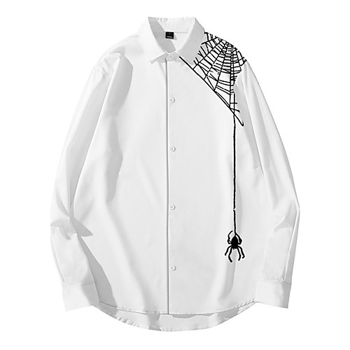 

Men's Shirt 3D Print Spider Animal Button-Down 3D Print Long Sleeve Daily Tops Casual Fashion White