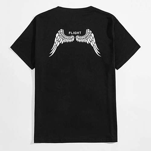 

Men's Unisex Tees T shirt Hot Stamping Graphic Prints Wings Plus Size Print Short Sleeve Casual Tops 100% Cotton Basic Designer Big and Tall Black