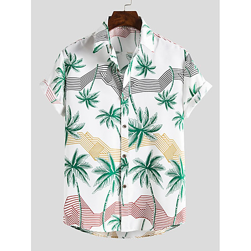 

Men's Shirt Other Prints Zebra collared shirts Print Short Sleeve Daily Tops Beach Boho White