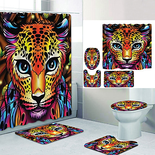 

Bathroom Shower Curtain & Mat Set Modern Polyester New Design