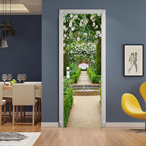 

3D 2pcs Self-adhesive Creative Door Stickers Living Room Bedroom Diy Decorative Home Waterproof Wall Stickers 77x200cm