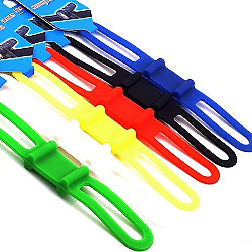 

mtb cycling bike bicycle silicone band flash light flashlight phone strap tie ribbon mount holder (pack of 6)