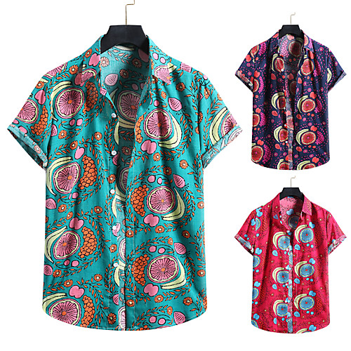 

Men's Shirt 3D Print Graphic Prints Print Short Sleeve Vacation Tops Purple Red Green