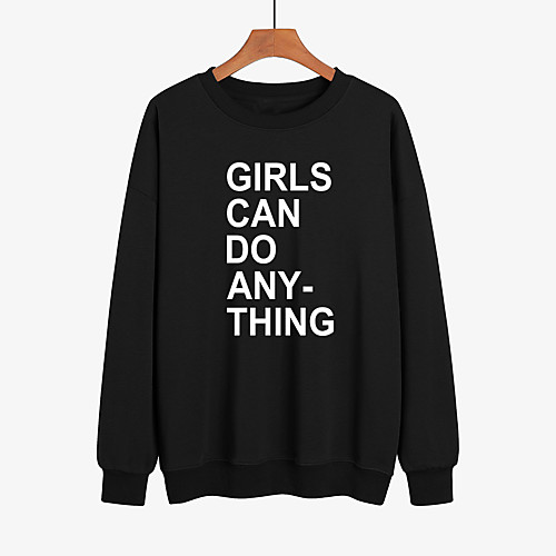 

Women's Pullover Sweatshirt Graphic Text Print Daily Casual Hoodies Sweatshirts White Black Red