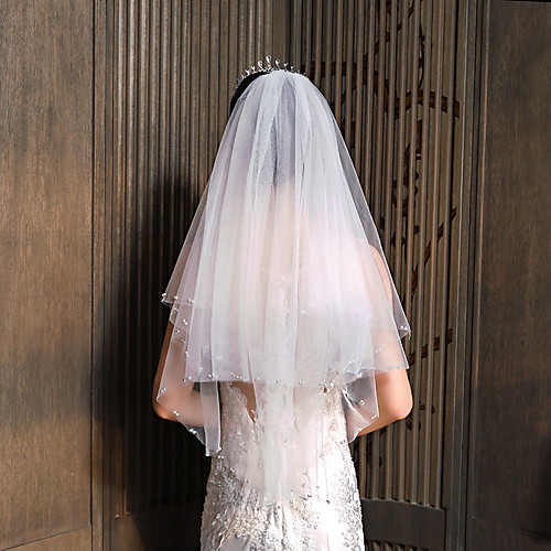 

Two-tier Pearl / Cute Wedding Veil Elbow Veils with Solid / Trim 23.62 in (60cm) Lace / Tulle