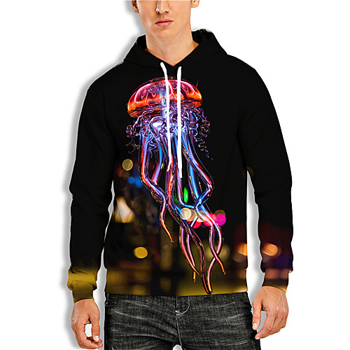 

Men's Pullover Hoodie Sweatshirt Graphic Prints Animal Print Daily Sports 3D Print 3D Print Casual Hoodies Sweatshirts Black