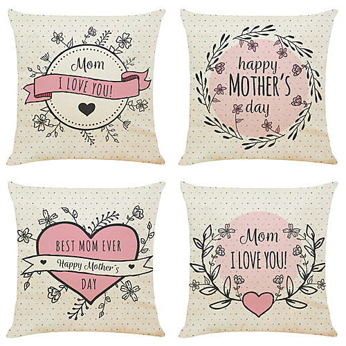 

4 pcs Linen Pillow Cover, Holiday Simple Classic Square Zipper Traditional Classic