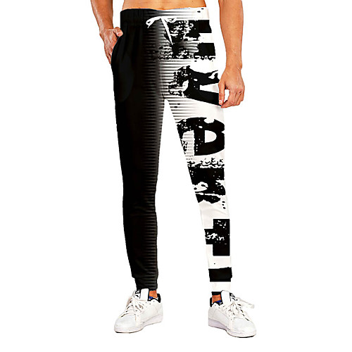 

Men's Novelty Casual / Sporty Breathable Quick Dry Sports Casual Holiday Pants Sweatpants Pants Graphic 3D Full Length Print White