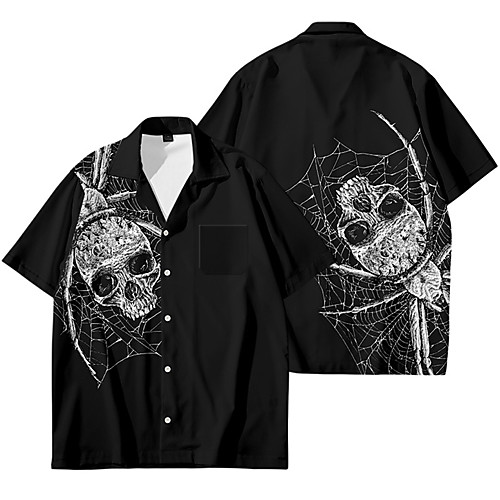 

Men's Shirt 3D Print Spider Animal Button-Down 3D Print Short Sleeve Daily Tops Casual Fashion Black