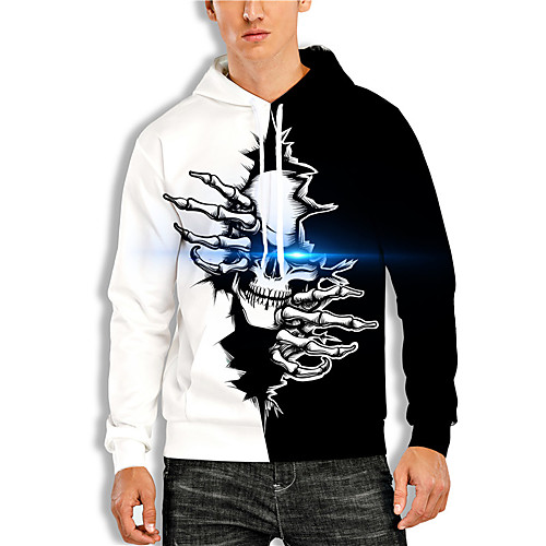 

Men's Pullover Hoodie Sweatshirt Graphic Prints Skull Print Daily Sports 3D Print 3D Print Casual Hoodies Sweatshirts Black