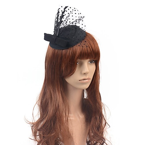

Romantic Classic Tulle Fascinators with Feather / Bowknot / Polka Dot 1 Piece Special Occasion / Party / Evening Headpiece
