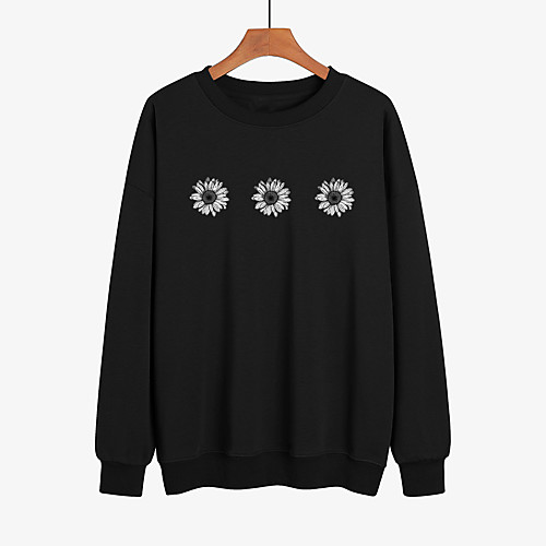 

Women's Pullover Sweatshirt Graphic Floral Print Daily Casual Hoodies Sweatshirts White Black Red