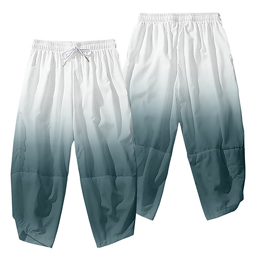 

Men's Casual / Sporty Athleisure Daily Sports Wide Leg Pants Gradient Full Length Elastic Waist 3D Print White