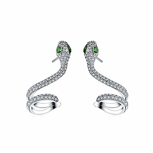 

cute snake cubic zirconia cuff wraps crawler climber studs earrings for women girls dainty cartilage cz piercing jewelry one pair