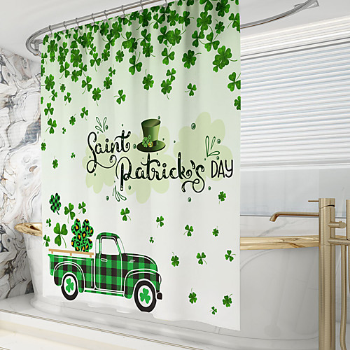 

Shower Curtains with Hooks Rustic Fresh Green Leaf car Polyester Novelty Fabric Waterproof Shower Curtain for Bathroom
