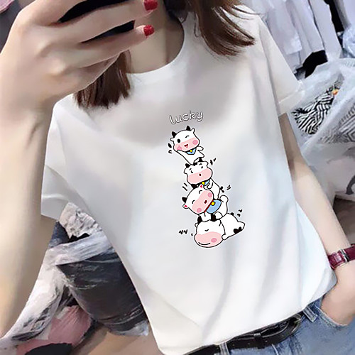 

Women's Tee / T-shirt Pure Color Crew Neck Spandex Animal Patterned Sport Athleisure Top Short Sleeves Breathable Soft Comfortable Everyday Use Casual Daily Outdoor