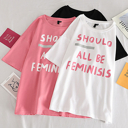 

Women's Tee / T-shirt Pure Color Crew Neck Letter Printed Sport Athleisure Top Short Sleeves Breathable Soft Comfortable Everyday Use Casual Daily Outdoor