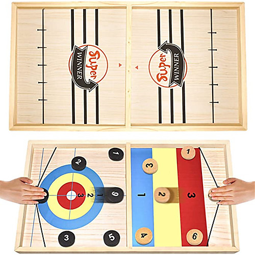 

Fast Sling Puck Game Paced Large - Table Desktop Battle Double Side Wooden Ice Hockey Game Foosball Slingshot Winner Board Games Toys for Adults Parent-Child Interactive Chess Board Game (22x11.8 in)