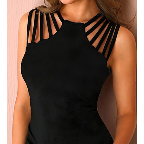 

Women's Blouse Plain Cut Out Halter Neck Tops Cotton Basic Basic Top Black Blue Green