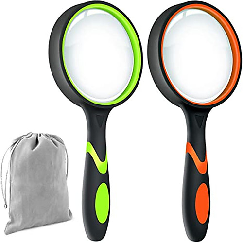 

Magnifier Magnifying Glass Set Handheld with Lighting Function Illuminated LED 10 Reading Inspection Macular Degeneration 82 mm ABSPC Kid's Adults' Seniors