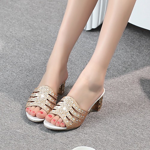 

Women's Heels Chunky Heel PU Golden Silver