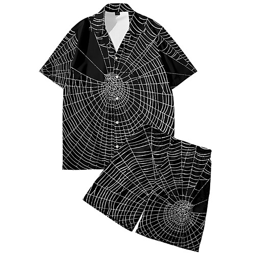 

Men's Shirt Suits 3D Print Spider Animal Button-Down 3D Print Short Sleeve Daily Tops Casual Fashion Breathable Black