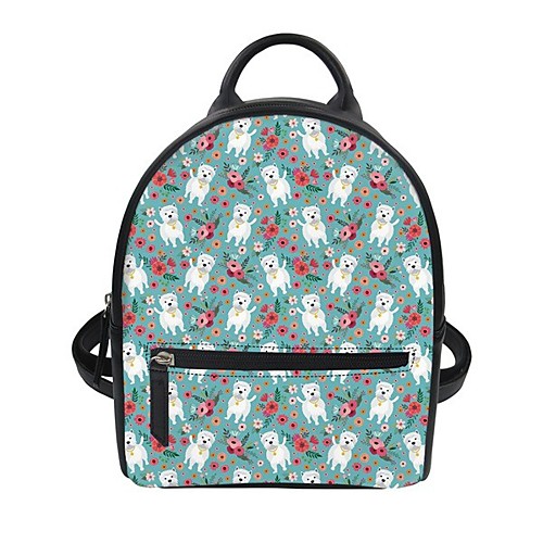 

Women's Unisex PU Leather School Bag Commuter Backpack Large Capacity Waterproof Zipper Cartoon Animal School Backpack Blue Green Gray