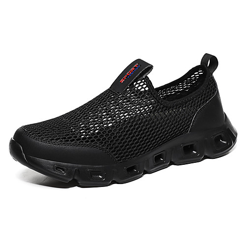 

Men's Loafers & Slip-Ons Daily Outdoor Walking Shoes Mesh Breathable Dark Grey Black and White Black Spring Summer
