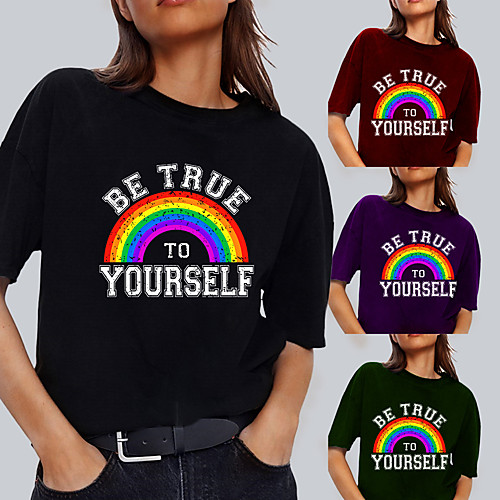 

Women's Tee / T-shirt Pure Color Crew Neck Letter Printed Sport Athleisure T Shirt Top Short Sleeves Breathable Soft Comfortable Everyday Use Street Casual Daily Outdoor