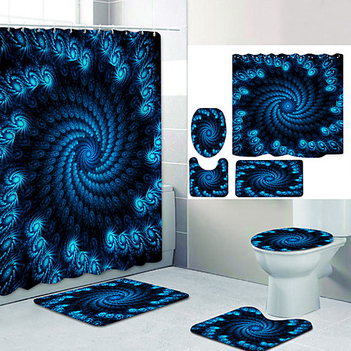 

Bathroom Shower Curtain & Mat Set Modern Polyester New Design