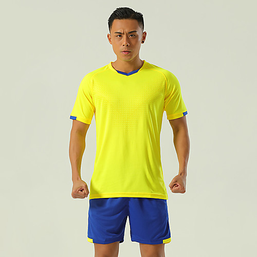 

Men's Hiking Tee shirt with Shorts Short Sleeve Clothing Suit Outdoor Lightweight Breathable Quick Dry Stretchy Autumn / Fall Spring Spandex Polyester Yellow Blue Green Fishing Climbing Camping