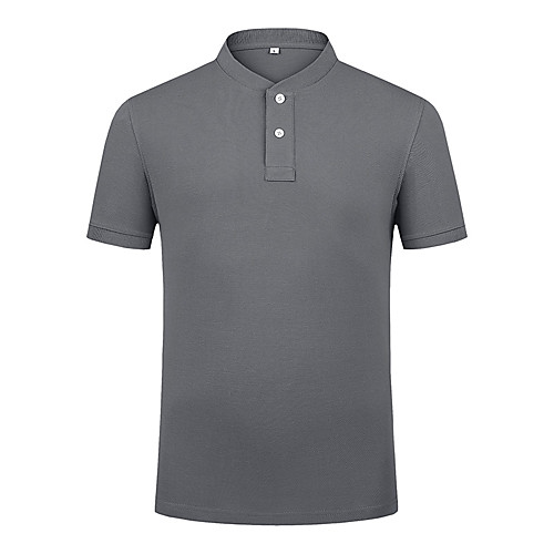 

Men's Polo non-printing Plain Button-Down Short Sleeve Daily Tops Cotton Formal Casual White Black Blue