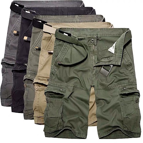 

Men's Hiking Shorts Hiking Cargo Shorts Solid Color Outdoor 10 Breathable Soft Multi-Pockets Wear Resistance Cotton Shorts Black Army Green Grey Khaki Green Hunting Fishing Climbing 28 29 30 36 38