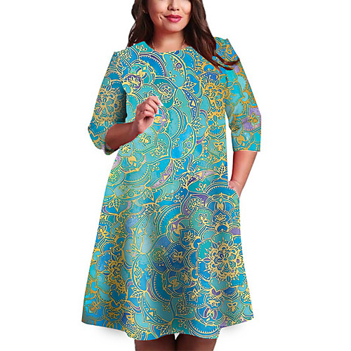 

Women's Plus Size Dresses Shift Dress Knee Length Dress 3/4 Length Sleeve Floral Print Casual Spring / Oversized / Holiday / Oversized