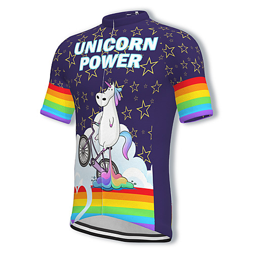 

21Grams Men's Short Sleeve Cycling Jersey Spandex Purple Unicorn Bike Top Mountain Bike MTB Road Bike Cycling Breathable Quick Dry Sports Clothing Apparel / Athleisure