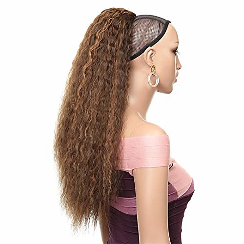 

drawstring afro ponytail synthetic clip in hair extensions long kinky curly ponytail wrap around women's hairpiece 8-27 24inches