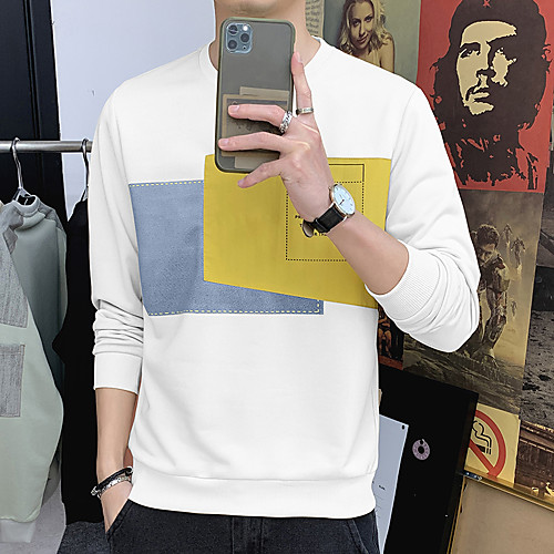 

Men's Tee / T-shirt Color Block Crew Neck Color Block Sport Athleisure T Shirt Long Sleeve Breathable Soft Sweat Out Comfortable Everyday Use Casual