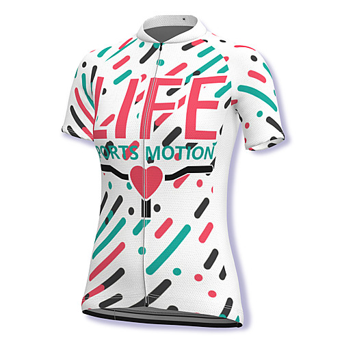 

21Grams Women's Short Sleeve Cycling Jersey Spandex White Stripes Heart Bike Top Mountain Bike MTB Road Bike Cycling Breathable Sports Clothing Apparel / Stretchy / Athleisure