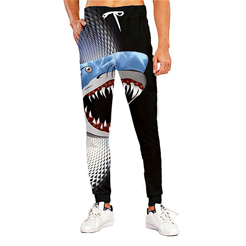 

Men's Casual Athleisure Outdoor Sports Daily Sports Pants Sweatpants Trousers Pants Graphic Prints Shark Animal Full Length Print Black