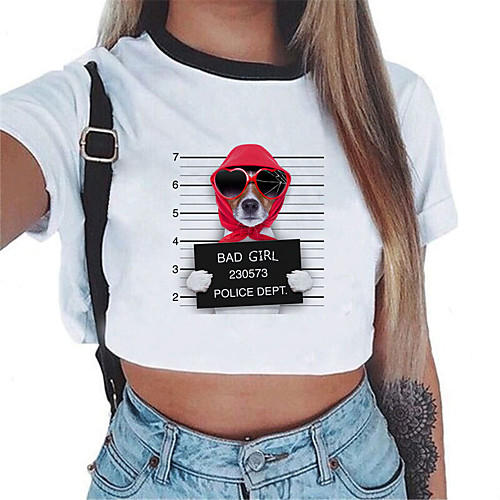 

Women's Crop Top Tee / T-shirt Crop Top Crew Neck Sport Athleisure T Shirt Top Short Sleeves Breathable Soft Comfortable Everyday Use Street Casual Daily Outdoor