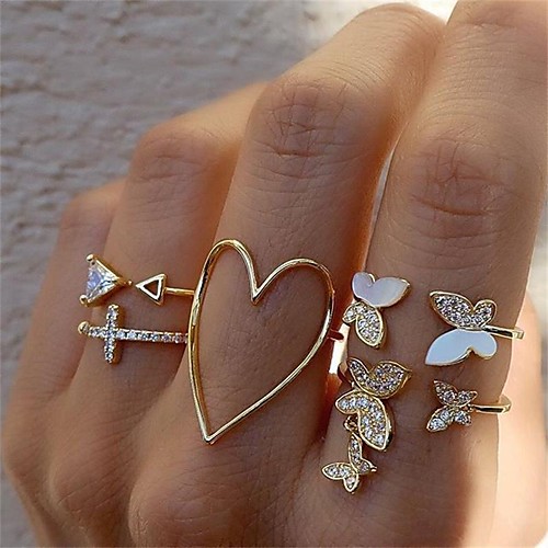 

Multi Finger Ring Gold Alloy Cute 1 set Adjustable / Women's
