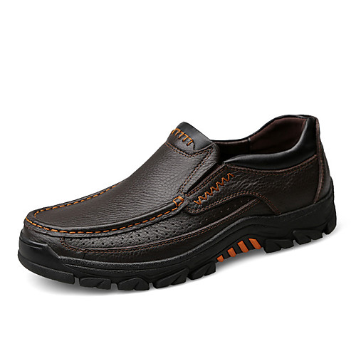 

Men's Loafers & Slip-Ons Casual Daily Walking Shoes Leather Breathable Non-slipping Wear Proof Black Brown Spring