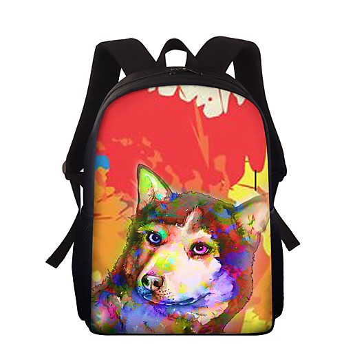 

Unisex Polyester Commuter Backpack Large Capacity Waterproof Zipper Animal School Red Yellow Green Rainbow