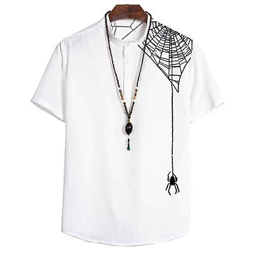 

Men's Shirt 3D Print Spider Animal Button-Down 3D Print Short Sleeve Daily Tops Casual Fashion White