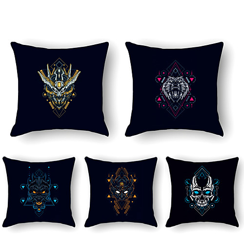 

Cushion Cover 5PCS Linen Soft Print Square Throw Pillow Cover Cushion Case Pillowcase for Sofa Bedroom 45 x 45 cm (18 x 18 Inch) Superior Quality Mashine Washable